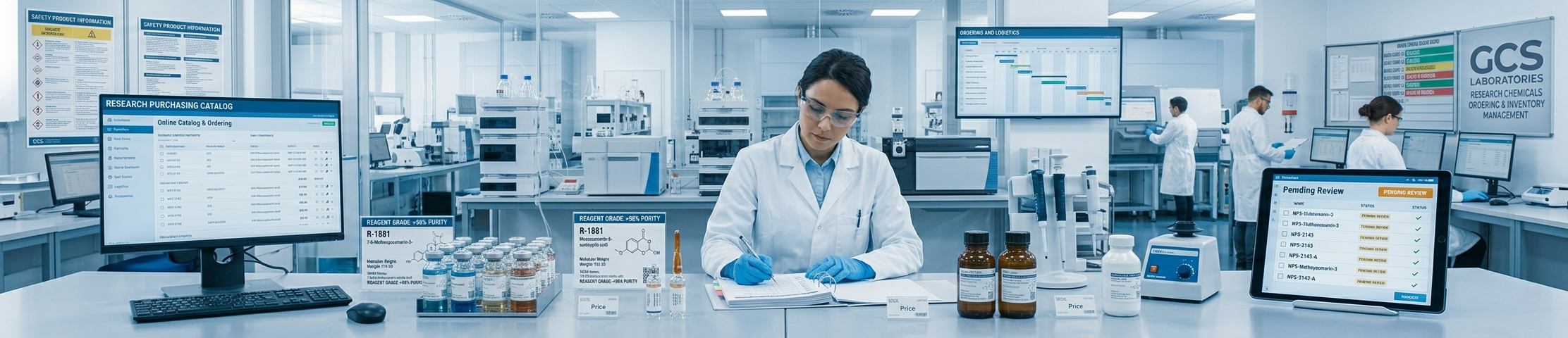 Researcher reviewing purchase checklist for ordering research chemicals online in the USA